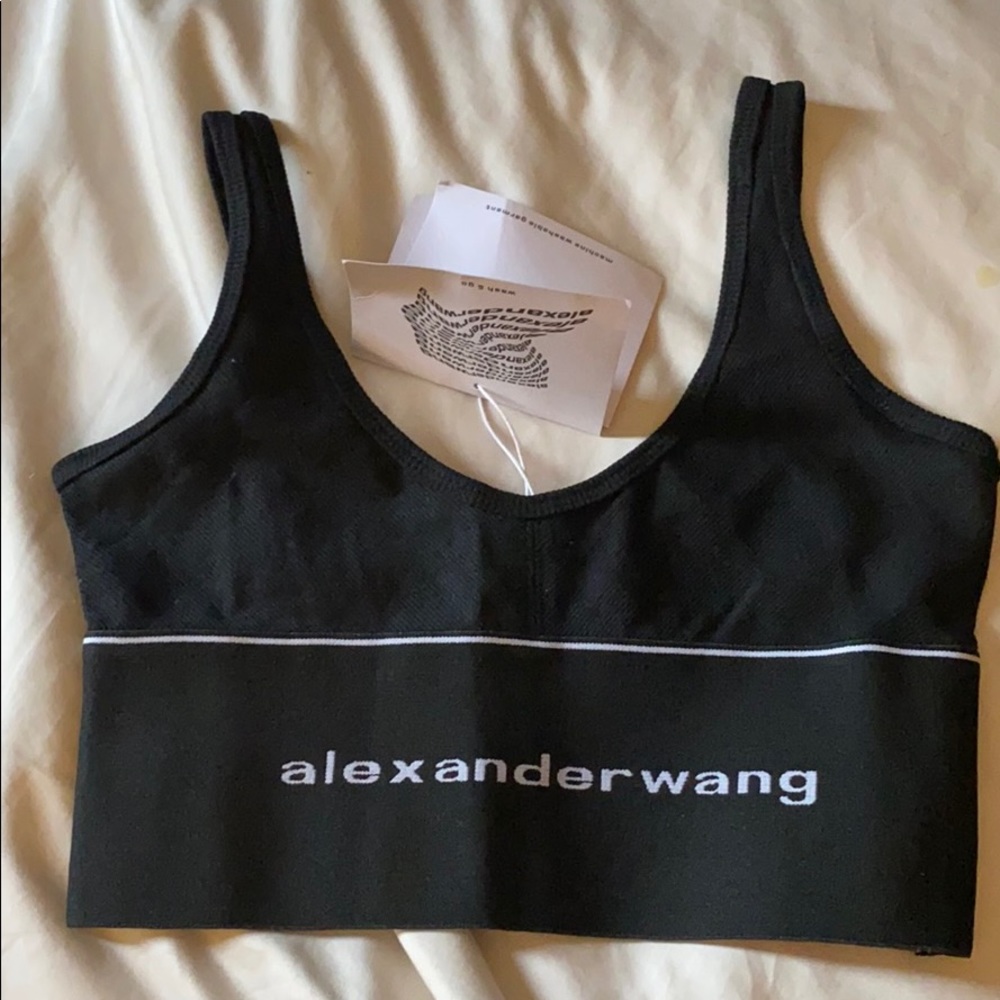 Alexander Wang logo elastic band bra black S M